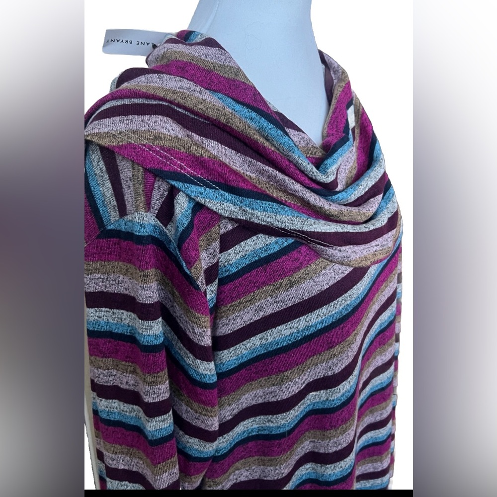NWT LANE BRYANT Cowl Neck Striped Hacci Knit Long Tunic Top Blouse Size 14/16 XL - Picture 4 of 8